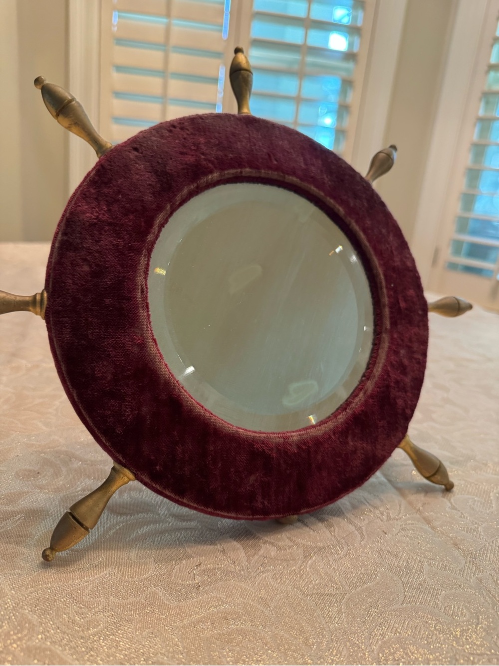 Antique Nautical Ship’s Wheel Vanity Mirror